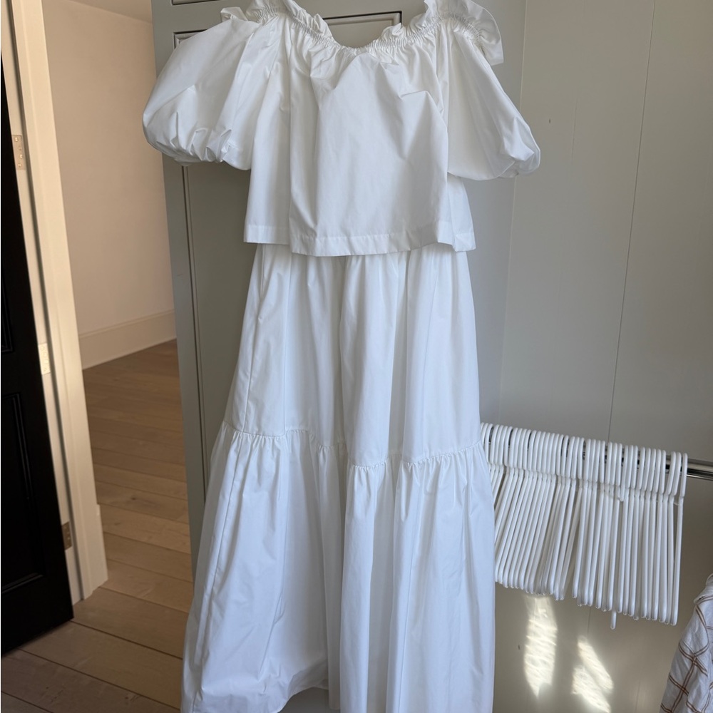 Amanda Uprichard White Ruffle Detail Dress